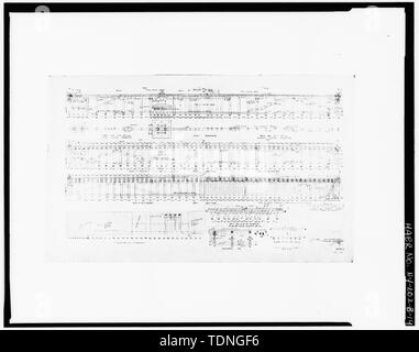 Photocopy of original drawing by Cass Gilbert, 1918 (original in possession of NYC Economic Development Corp.) SECTIONS AND DETAILS-PIERS 2, 3, AND 4 - Brooklyn Army Supply Base, Pier 2, Brooklyn, Kings County, NY Stock Photo