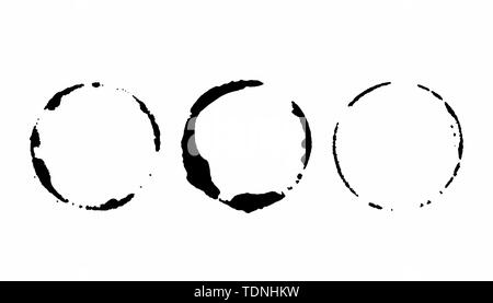 Set of vector grunge circle brush strokes, for frames and design elements. Stock Vector