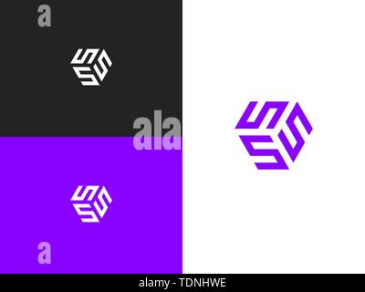 The cube with the letter SSS brand logo. Unusual geometric letter S. Architecture vector logo. Isolated monogram. Stock Vector