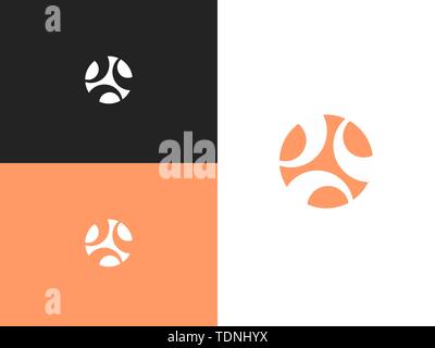 Modern vector logo of the circle. Isolated minimalistic sign related to tourism, sports, relaxation. Abstract symbol Stock Vector