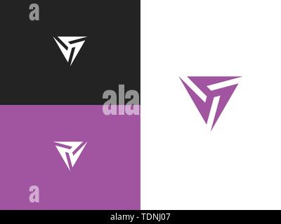 Abstract triangular geometric emblem template design on a white background. Purple triangle emblem logo image icon. Stylish vector emblem for Your des Stock Vector