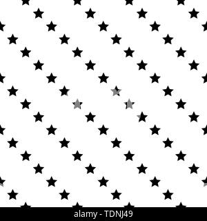 Black and white seamless geometric pattern. Diagonal stars. Vector repeating texture. Stock Vector
