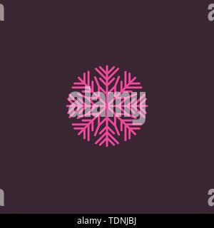 Pink Snowflake flat icon. Snow pictogram. Winter symbol. Vector illustration, EPS10 Stock Vector