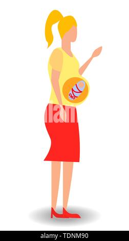 A woman dreams of a child. Pregnant woman dreaming of her baby Stock Vector