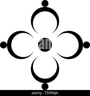 four people around table meeting icon,Group of four person, Stock Vector