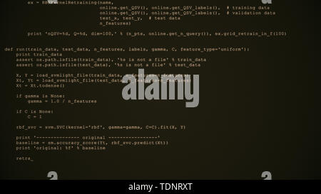 3D Hacking code data flow stream on sepia. Computer screen with encrypted fast typing coding symbols. Network security, programming, development Stock Photo