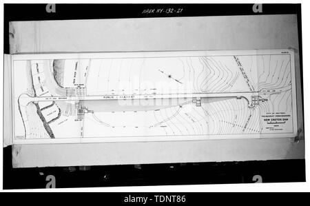 Photocopied from New York City Aqueduct Commission. 1907 plan of the dam - New Croton Dam and Reservoir, Croton River, Croton-on-Hudson, Westchester County, NY Stock Photo