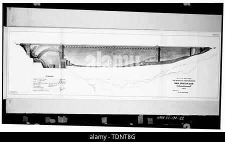 Photocopied from New York City Aqueduct Commission. 1907 plan of downstream elevation - New Croton Dam and Reservoir, Croton River, Croton-on-Hudson, Westchester County, NY Stock Photo