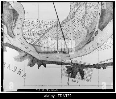 Photocopy from George S. Morison's The Rulo Bridge, 1890. SITE PLAN OF BRIDGE - Rulo Bridge, Spanning Missouri River, Rulo, Richardson County, NE Stock Photo