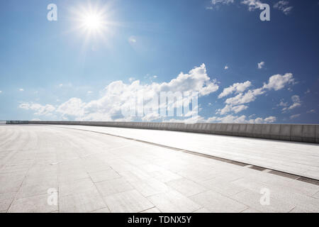 Empty floor with blue cloudsky Stock Photo
