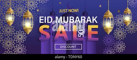 Eid Mubarak sale Banner. Stock Vector