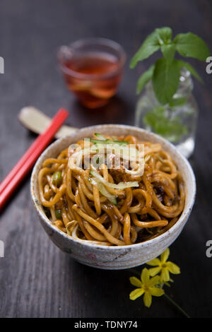 Cold vegetables, cold noodles are not the same every day. Stock Photo