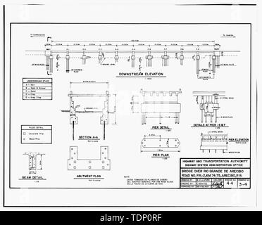 Photocopy of drawing (this photograph is an 8''x 10'' contact print; December, 1990 as built drawing by M. Villafane, in possession of the Highway System Administration Office of the Puerto Rico Highway and Transportation Authority) Bridge over Rio Grande de Arecibo, Route no. 2 Km. 74.75. Arecibo, P.R. Bridge no. 44. no. 3 of 4. - Puente del Rio Grande de Arecibo, Spanning Rio Grande de Arecibo Channel, Cambalache neighborhood, Arecibo, Arecibo Municipio, PR; Nones, Rafael; Gonzalez, Adriano; Arqueologia Industrial Caribena, contractor; Calloway, Deborah, transmitter; Mendez-Caratini, Hector, Stock Photo