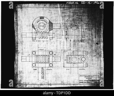 Photocopy of drawing, Twin Falls Canal Company, date unknown. GATE OPERATION MECHANISM, NO COUNTY; BLUEPRINT. - Milner Dam and Main Canal- Twin Falls Canal Company, On Snake River, 11 miles West of city of Burley, Idaho, Twin Falls, Twin Falls County, ID Stock Photo