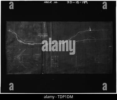 Photocopy of drawing, Twin Falls Canal Company, date unknown. ROCK CREEK CROSSING, LOW LINE CANAL, TWIN FALLS COUNTY, SOUTH OF KIMBERLY, IDAHO; BLUEPRINT. - Milner Dam and Main Canal- Twin Falls Canal Company, On Snake River, 11 miles West of city of Burley, Idaho, Twin Falls, Twin Falls County, ID Stock Photo