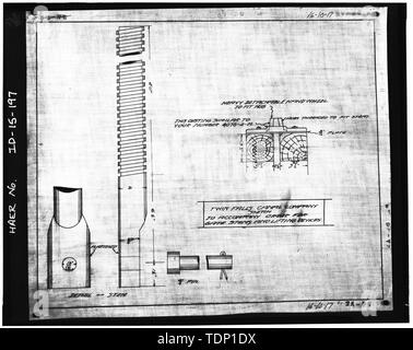 Photocopy of drawing, Twin Falls, Canal Company, date unknown. GATE STEMS AND LIFTING DEVICES, NO COUNTY; BLUEPRINT SKETCHES. - Milner Dam and Main Canal- Twin Falls Canal Company, On Snake River, 11 miles West of city of Burley, Idaho, Twin Falls, Twin Falls County, ID Stock Photo