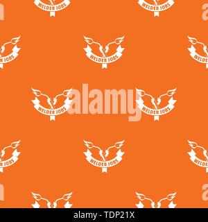 Welder job pattern vector orange Stock Vector