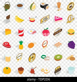 Fruit icons set, isometric style Stock Vector