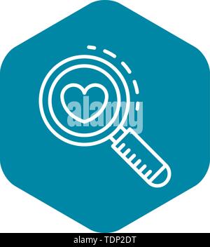 Search heart like icon, outline style Stock Vector
