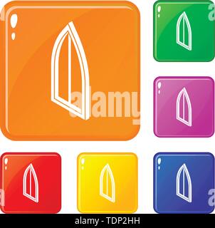 Sharp corner window frame icons set 9 color collection Stock Vector ...