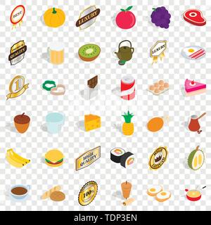 Cherry icons set, isometric style Stock Vector