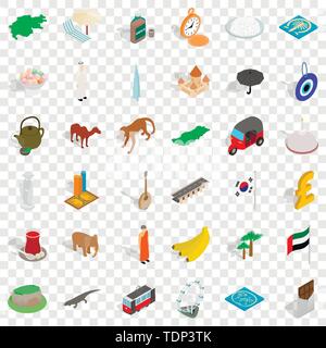 Uae icons set, isometric style Stock Vector