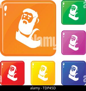 Blacksmith icons set vector color Stock Vector