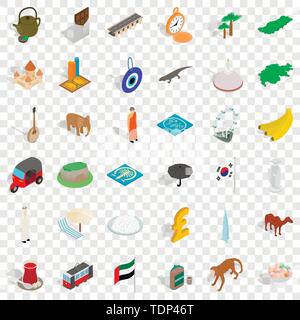 Islam icons set, isometric style Stock Vector