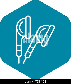 Ear buds icon, outline style Stock Vector