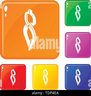 Blacksmith tong icons set vector color Stock Vector