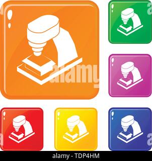 Machine tool icons set vector color Stock Vector