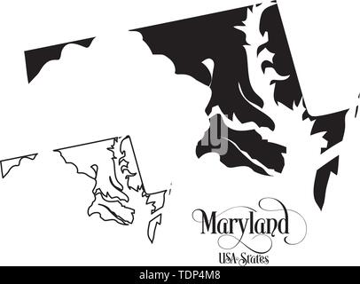 Maryland State on USA Map. Maryland flag and map. US States Stock ...