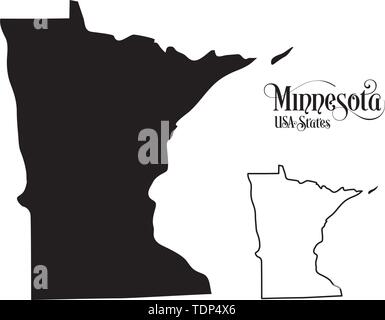Map of The United States of America (USA) State of Minnesota - Illustration on White Background. Stock Vector
