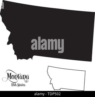 Map of The United States of America (USA) State of Montana - Illustration on White Background. Stock Vector