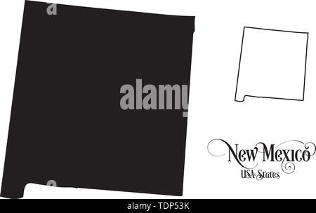Map of The United States of America (USA) State of New Mexico - Illustration on White Background. Stock Vector