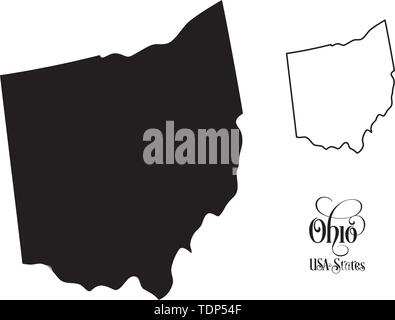 Map of The United States of America (USA) State of Ohio - Illustration on White Background. Stock Vector