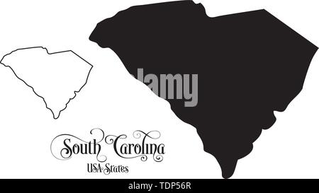 Map of The United States of America (USA) State of South Carolina - Illustration on White Background. Stock Vector