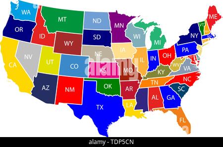 The United States of America (USA), commonly known as the United States (U.S.) or America, is a federal republic composed of 50 states, a federal dist Stock Vector