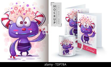 Cute monster - mockup for your idea Stock Vector