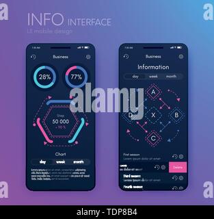 Vector graphics mobile infographics with three and four options. Template for creating mobile applications, workflow layout, diagram, banner, web Stock Vector