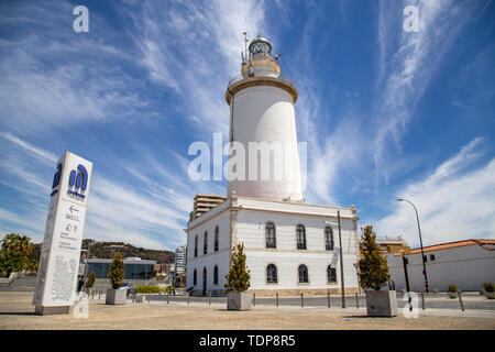 Lighthouse La Farola in Malaga, Spain Stock Photo