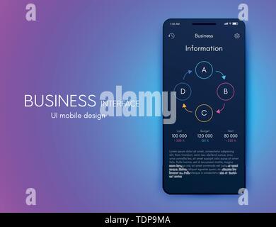Vector graphics mobile infographics with four options. Template for creating mobile applications, workflow layout, diagram, banner, web design Stock Vector