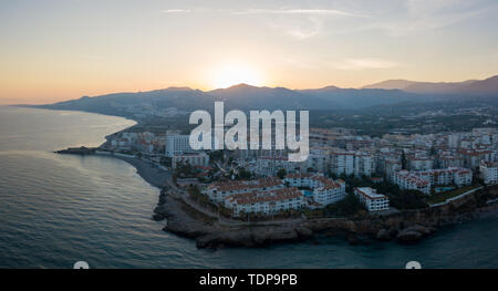 Aerial panoramic view of Nerja, Spain Stock Photo