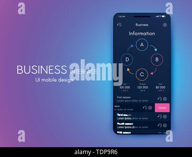 Vector graphics mobile infographics with four options. Template for creating mobile applications, workflow layout, diagram, banner, web design Stock Vector