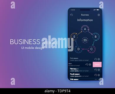 Vector graphics mobile infographics with five options. Template for creating mobile applications, workflow layout, diagram, banner, web design Stock Vector