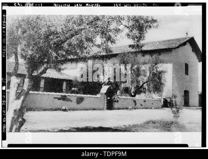 (from Mr. William H. Knowles Collection, 1936) Photographer unknown, Date unknown VIEW OF EXTERIOR, 1936 - Mission San Miguel Arcangel, Highway 101, San Miguel, San Luis Obispo County, CA Stock Photo