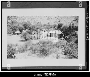 (original in possession of WACC), photographer unknown, c.1930 VIEW SHOWING COWBOY HOUSE AND MAIN HOUSE - Faraway Ranch, Willcox, Cochise County, AZ Stock Photo