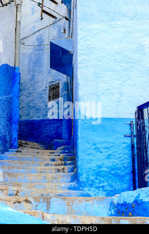 Chefchaouen, a city with blue painted houses. A city with narrow, beautiful, blue streets. Chefchaouen, Morocco, Africa Stock Photo