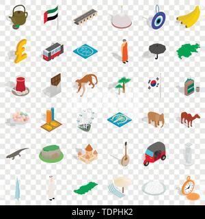 Currency icons set, isometric style Stock Vector