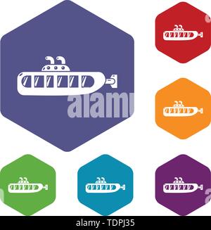 Submarine design icons vector hexahedron Stock Vector